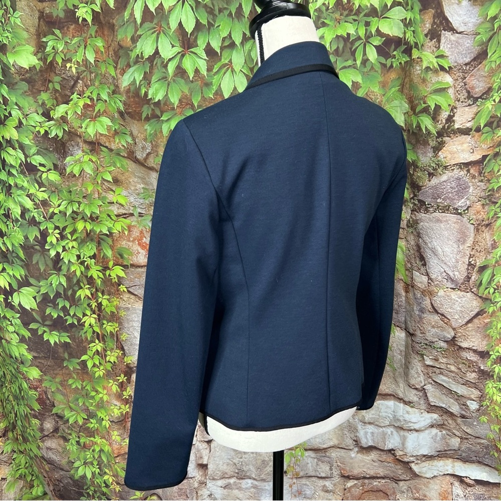 GAP The Academy Dark Academia Navy Blue/Black Trimmed Fitted Preppy Blazer, 8 - Picture 8 of 13